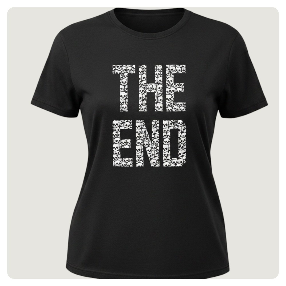 NWT Torrid Heritage "The End" Skull Graphic Jersey Crew Tee 1X